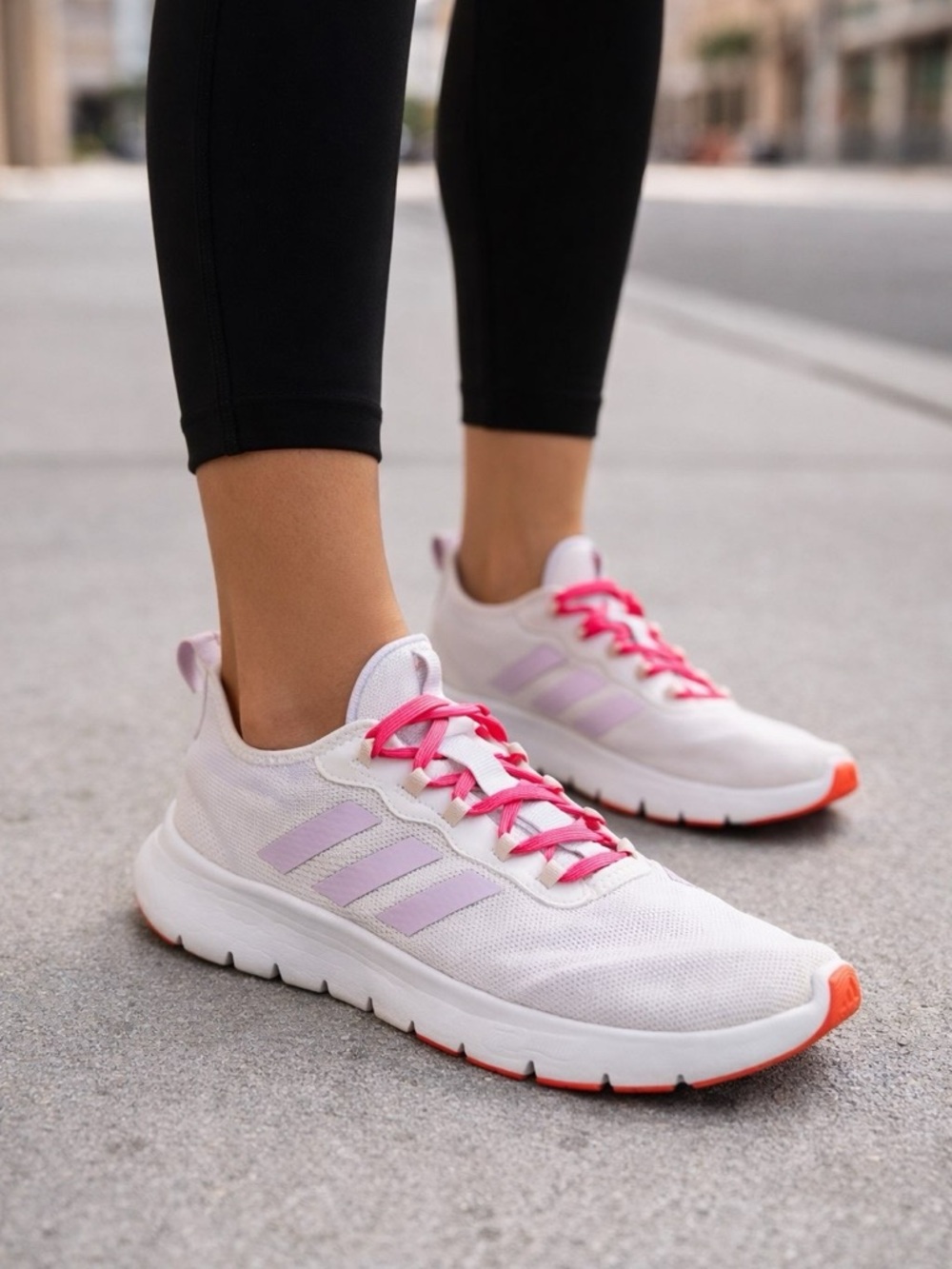 Adidas Women’s Running Shoes White Pink Athletic Sneakers Lightweight Trainer